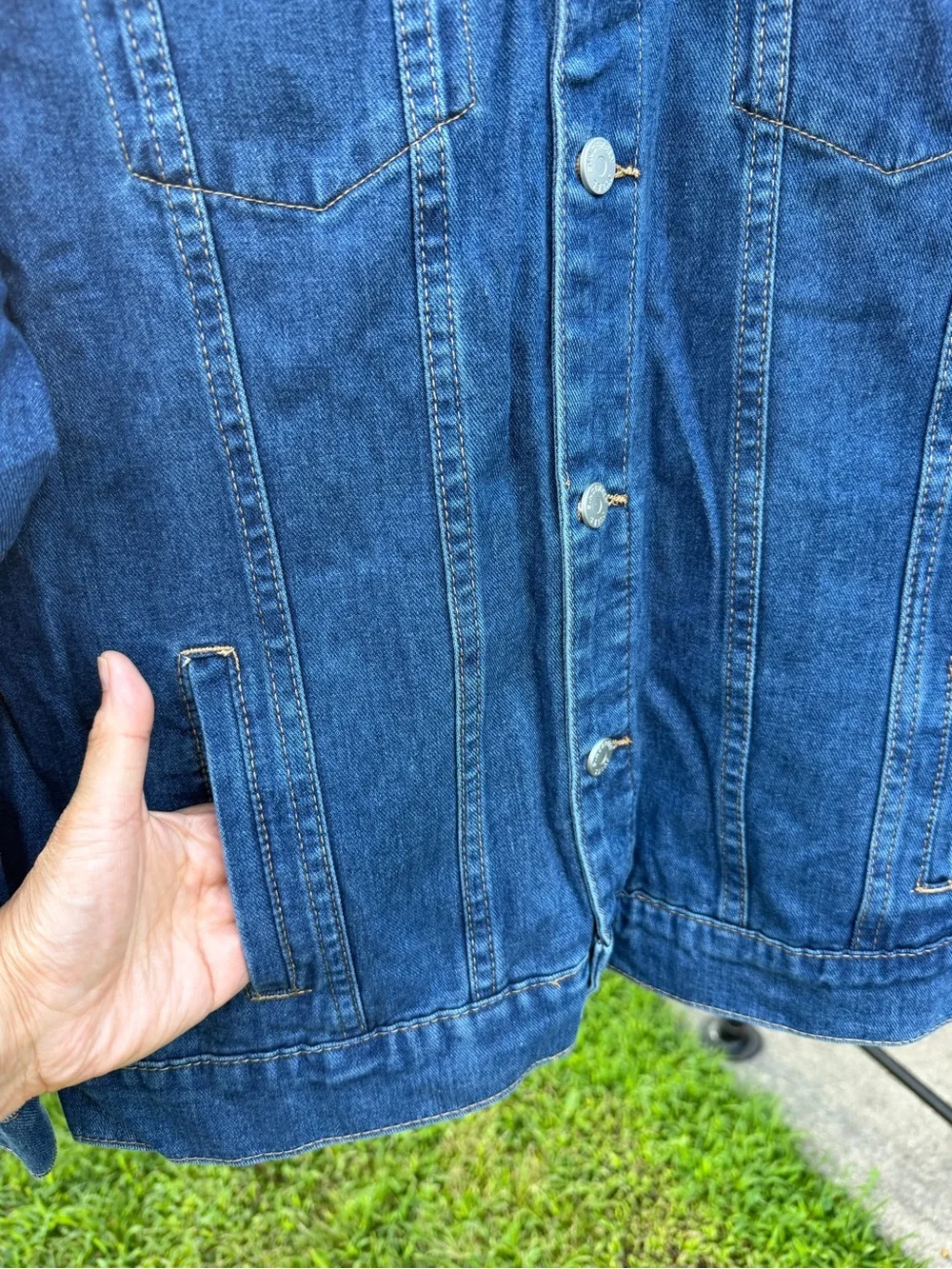 Sincerely Jules Oversized Denim Jacket Sz XL Medium Wash Classic Trucker Jean